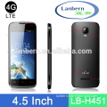 Hotknot 4G LTE Smart phone 1.3GHz Android4.4KK FWVGA 4.5" small size mobile phones with GMS License LB-H451 OEM ODM